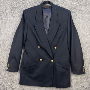 Vtg Fletcher Jones Australia Navy Blazer Womens 8 Wool Blend Double Breasted EUC